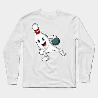 Bowling pin at Bowling with Bowling ball Long Sleeve T-Shirt